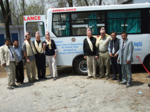 Neil and fellow Rotarians with the ambulance given to Setiganga Community Hospital, Nepal